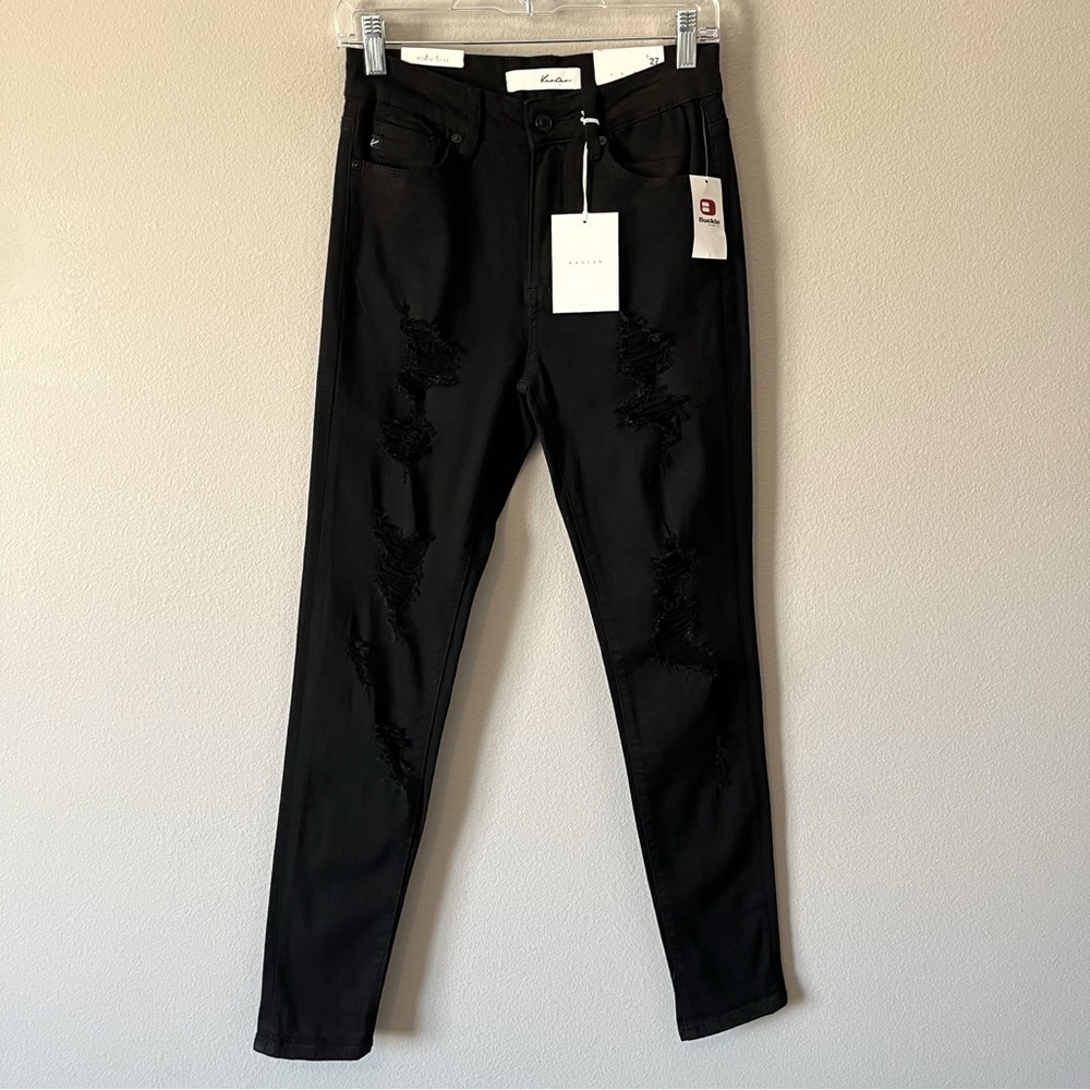 KanCan NEW High Rise Distressed Skinny Jeans Black Size 7/27 KC603BK